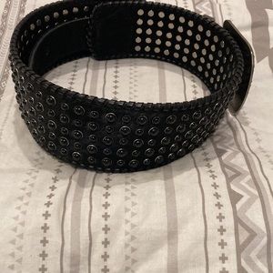 Cowhide and leather studded belt